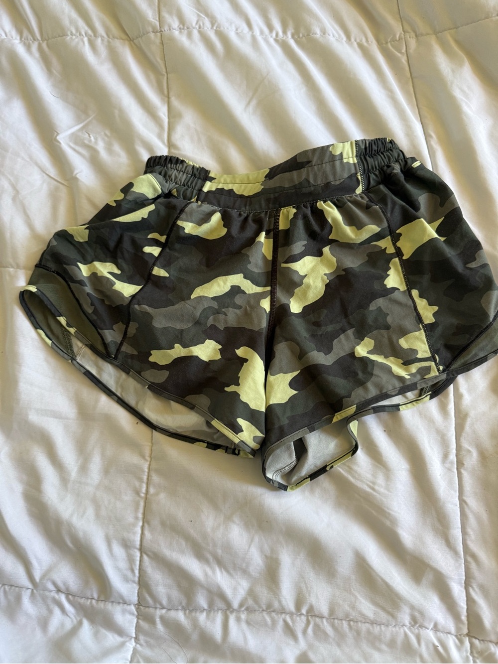lululemon athletica Women's Camo Running Shorts in Olive & Lime